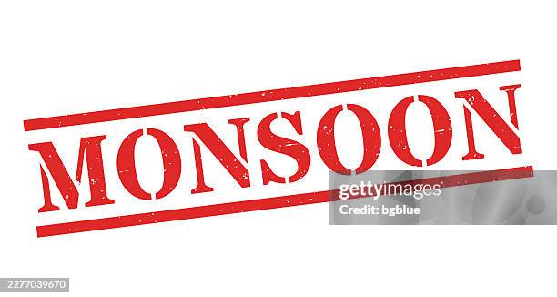 monsoon - red rubber stamp on blank background - monsoon stock illustrations
