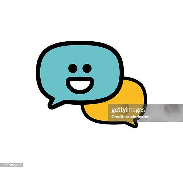 happy emoji on speech bubble - wellness program stock illustrations