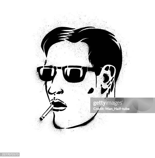pop art smoking man, graffiti stencil art - e cigarette stock illustrations