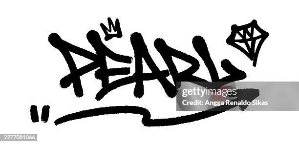 pearl black and white graffiti airbrush spraypaint typography - black pearl texture stock illustrations