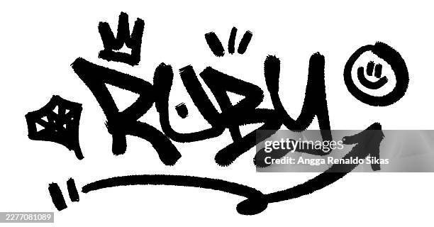 ruby black and white graffiti airbrush spraypaint typography - ruby stock illustrations