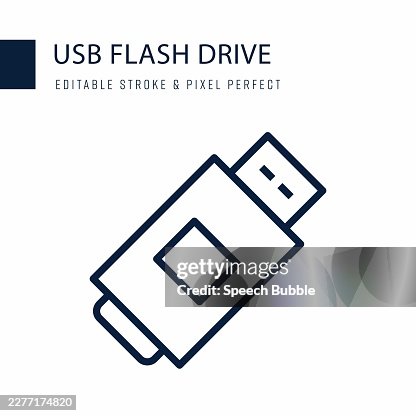 USB Flash Drive Line Icon. Editable Stroke Vector Icon. USB Flash Drive Line Icon. Editable Stroke Vector Icon.