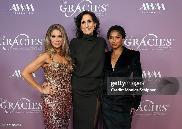 Danielle Fishel, Deena Katz and Jordan Chiles attend The Alliance For Women In Media Foundation's 2026 Gracie Awards Gala at Beverly Wilshire, A Four...