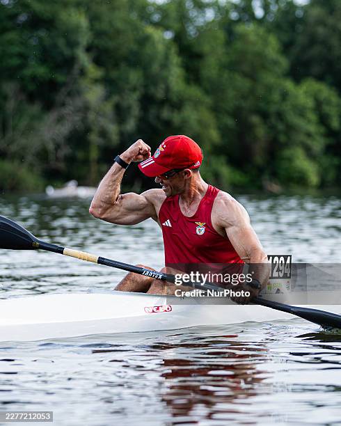 Fernando Pimenta of SL Benfica competes during the Portuguese Canoe Marathon Championship at Rio Cavado in Braga, Portugal, on May 22.