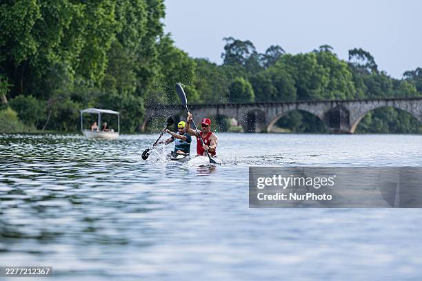 Fernando Pimenta of SL Benfica competes during the Portuguese Canoe Marathon Championship at Rio Cavado in Braga, Portugal, on May 22.