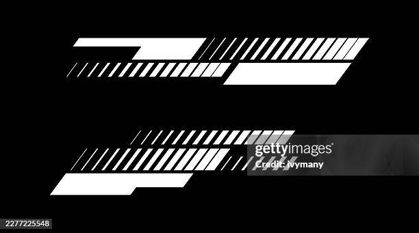 abstract black and white slant speed stripe line decal pattern collection - decal design stock illustrations