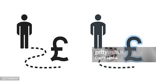 person on pound way. icons for design - editable icon - dotted line path vector stock illustrations