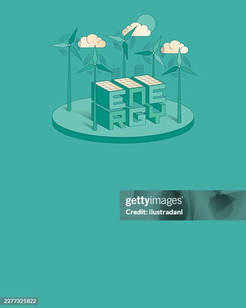 sustainability future energy project post template in green background with copy space - checking phone outside stock illustrations