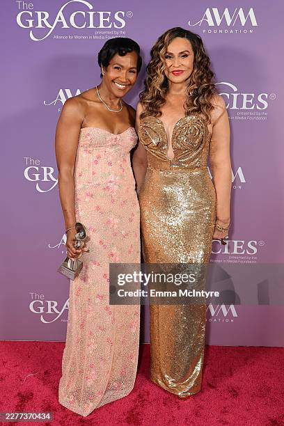 Terri J. Vaughn and Tina Knowles attend the Alliance for Women in Media Foundation's 51st Annual Gracie Awards at the Beverly Wilshire, a Four...