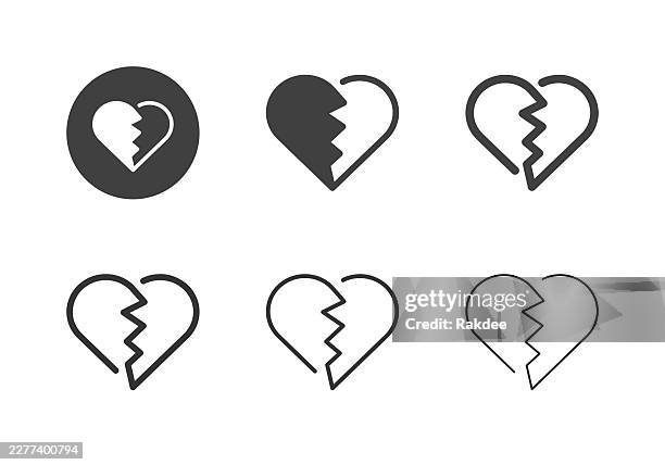 broken heart icons - multi series - relationship conflict stock illustrations