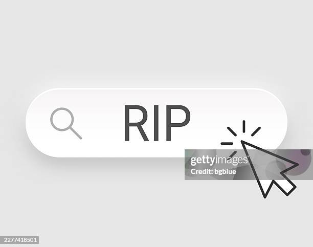 rip - rest in peace - search bar with cursor on blank background - pause icon 3d stock illustrations