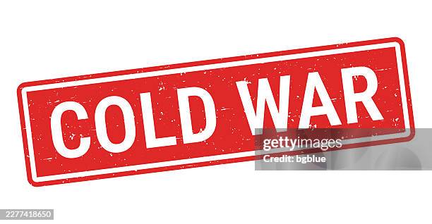 cold war - red rubber stamp on white background - cold war stock illustrations