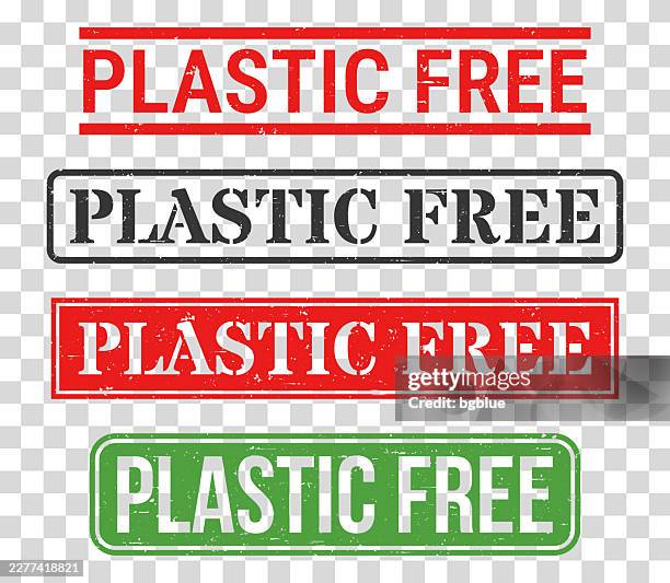 plastic free - rubber stamp set on blank background - plastic transparent texture stock illustrations