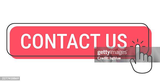 contact us - click button with hand cursor on white background - contact us stock illustrations