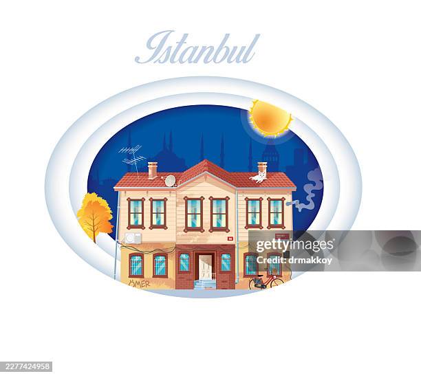 old ottoman house vector illustration - istanbul - islamic window stock illustrations