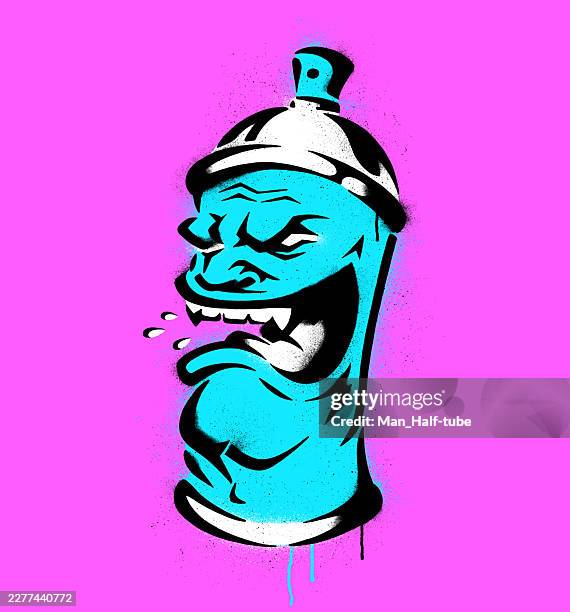 spray paint can stencil graffiti - paint dripping face stock illustrations