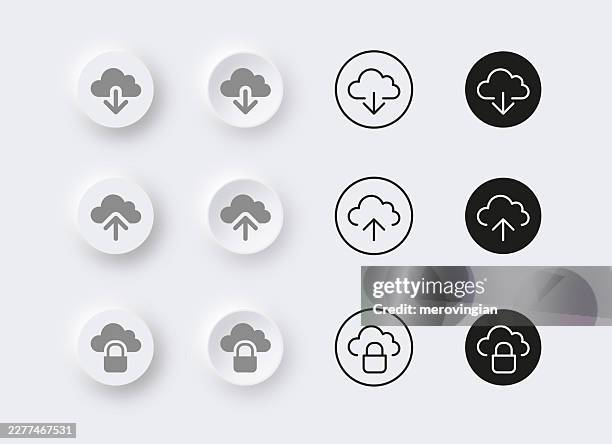 cloud upload and download ui icon set - safety net stock illustrations
