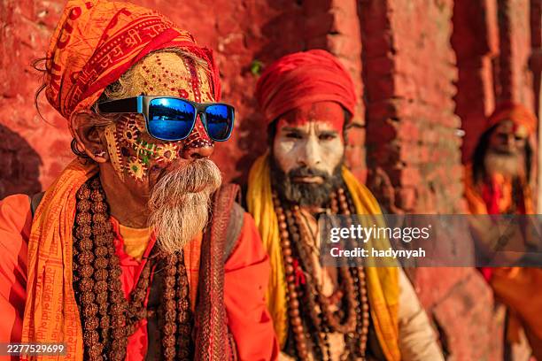 sadhu - indian holymen sitting in the temple - india nepal stock pictures, royalty-free photos & images