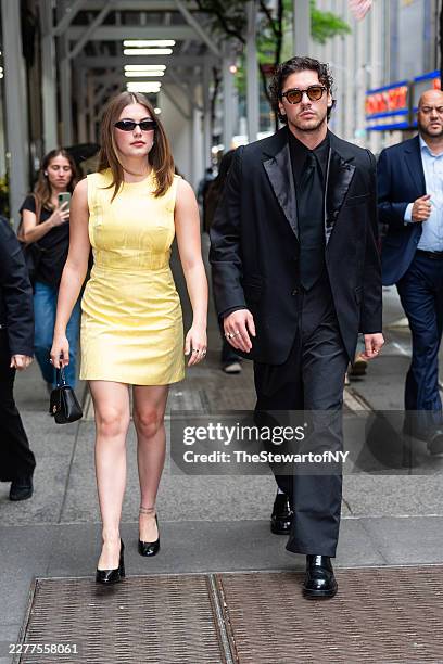 Ella Bright and Belmont Cameli are seen in Midtown on May 21, 2026 in New York City.
