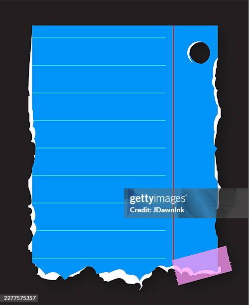 colorful crumpled ripped lined paper note pieces layout includes design elements adhesive tape - notebook paper texture stock illustrations