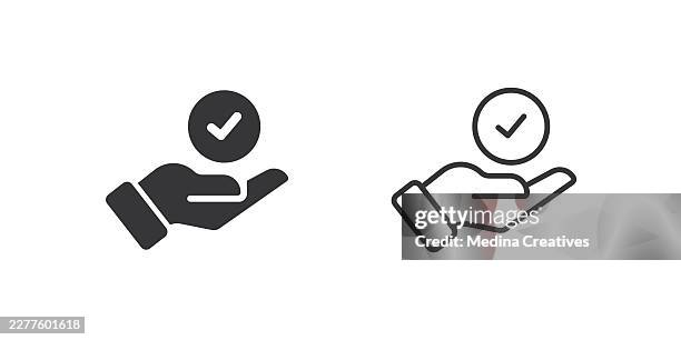 approved icons. glyph solid and line series icon. - reliability stock illustrations