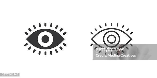 vision icons. glyph solid and line series icon. - increase customer satisfaction stock illustrations