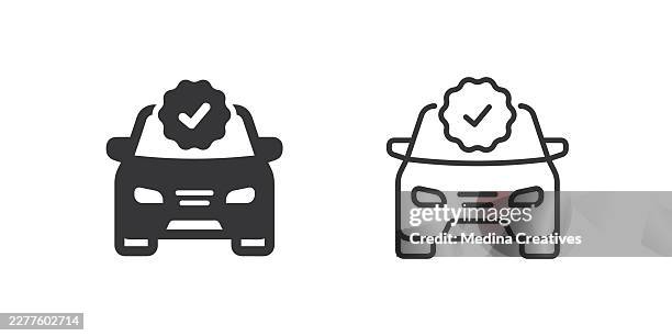 approved vehicle icons. glyph solid and line series icon. - replacement icon stock illustrations