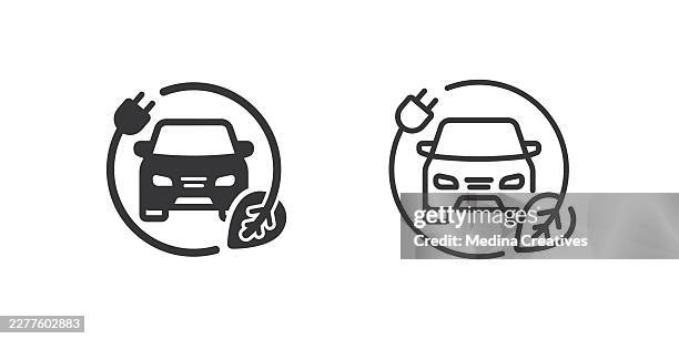 eco car icons. glyph solid and line series icon. - replacement icon stock illustrations