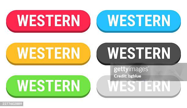 western - colorful 3d click web buttons on blank background - switch button stock illustrations