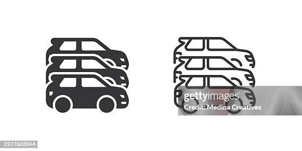 car stack icons. glyph solid and line series icon. - replacement icon stock illustrations