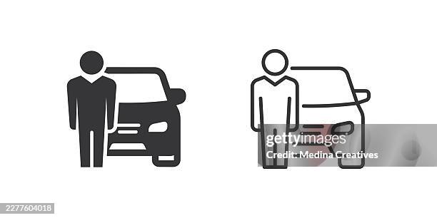 car owner icons. glyph solid and line series icon. - replacement icon stock illustrations