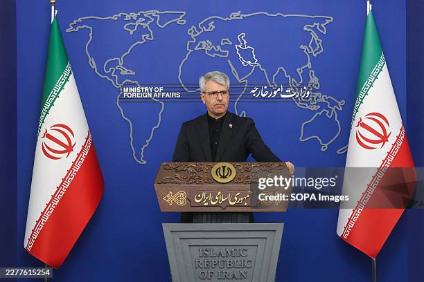 Esmaeil Baghaei, Spokesperson of Foreign Ministry seen during his weekly press conference.