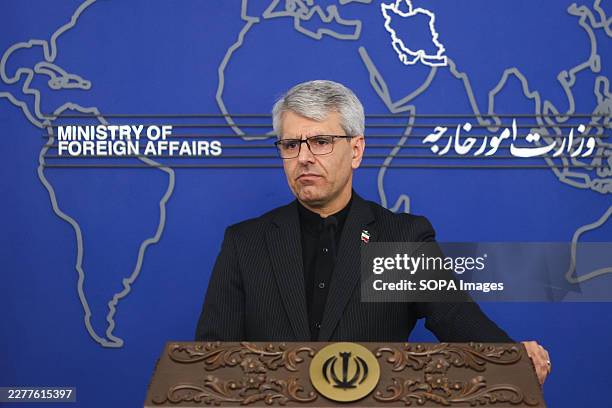Esmaeil Baghaei, Spokesperson of Foreign Ministry seen during his weekly press conference.