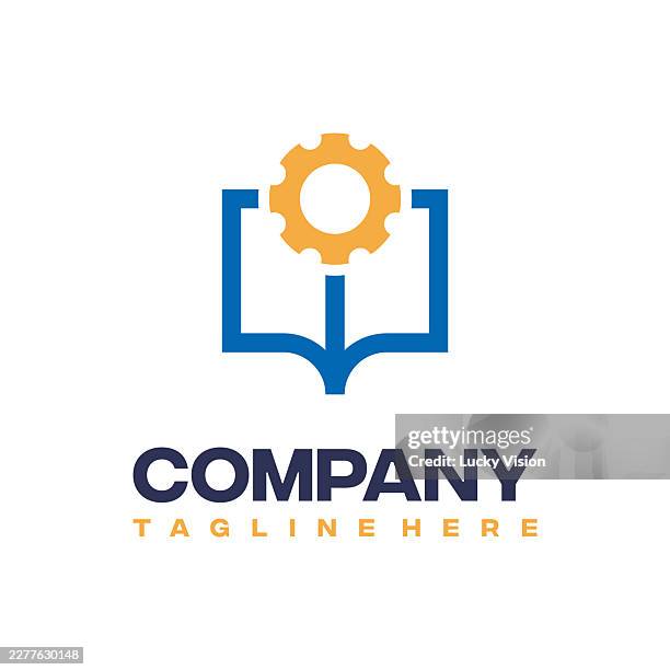 education system logo template, book and gear logo design vector illustration stock illustration stock illustration - education logo stock illustrations