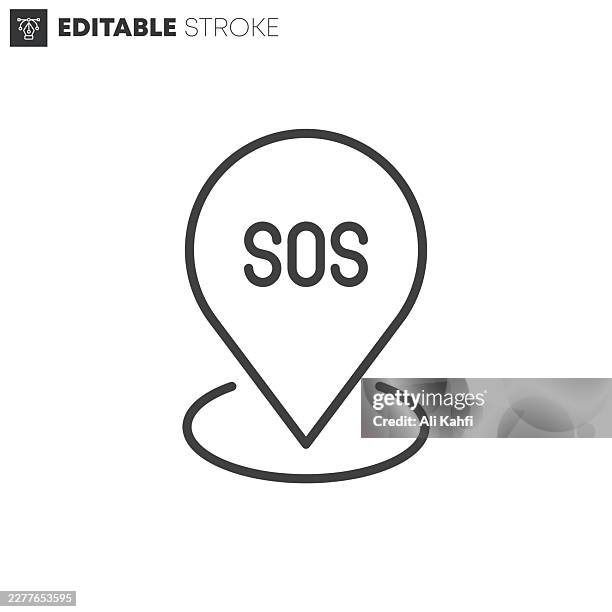 sos pin thin line icons collection. editable stroke. vector illustration. - contingency plan stock illustrations