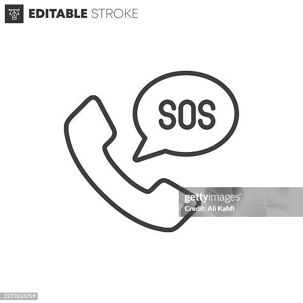sos emergency call thin line icons collection. editable stroke. vector illustration. - contingency plan stock illustrations
