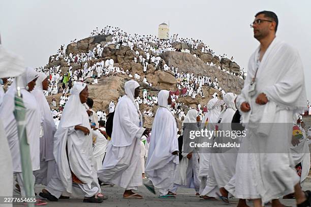 Prospective pilgrims arrive at the Mount Arafat to perform wuquf, considered as the most essential pillar of the Hajj, as Muslims from all over the...