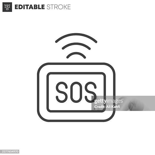 sos alert thin line icons collection. editable stroke. vector illustration. - contingency plan stock illustrations