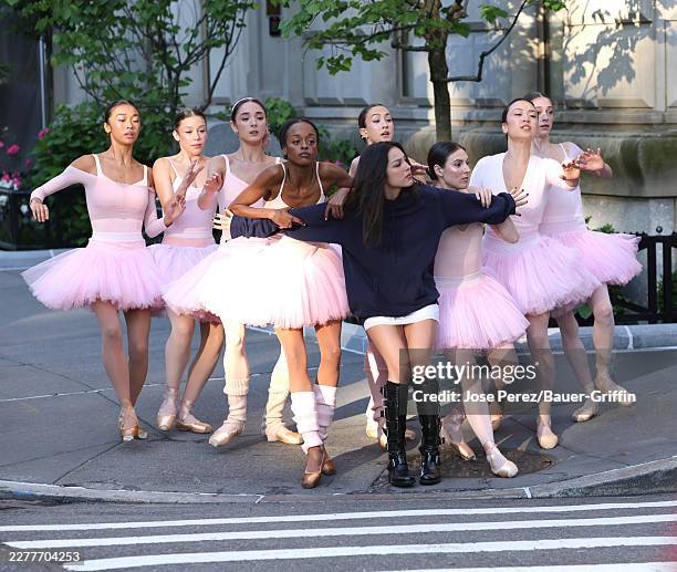 Olivia Rodrigo is seen filming a music video in Uptown, Manhattan on May 26, 2026 in New York City.