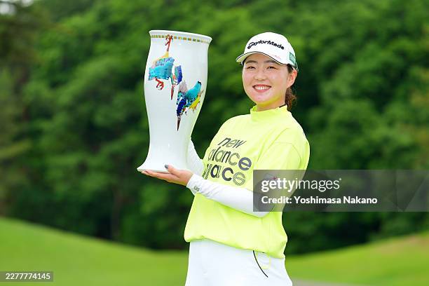 Hinaco Yamauchi of Japan poses with the trophy following the final round of TWINFIELDS LADIES TOURNAMENT at Golf Club Twin Fields on May 23, 2026 in...