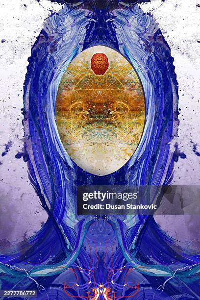 abstract digital neural network and cybernetic mind - bionic body stock illustrations