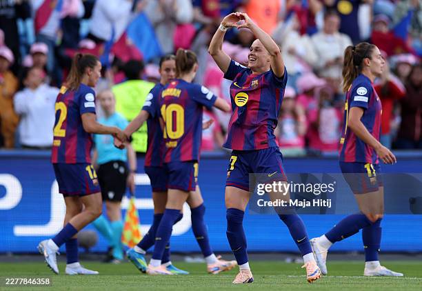 Ewa Pajor of FC Barcelona celebrates scoring her team's first goal during the UEFA Women's Champions League Final 2026 match between FC Barcelona and...