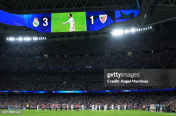 General view inside the stadiumas Daniel Carvajal of Real Madrid leaves the pitch during his final match for Real Madrid during the LaLiga EA Sports...