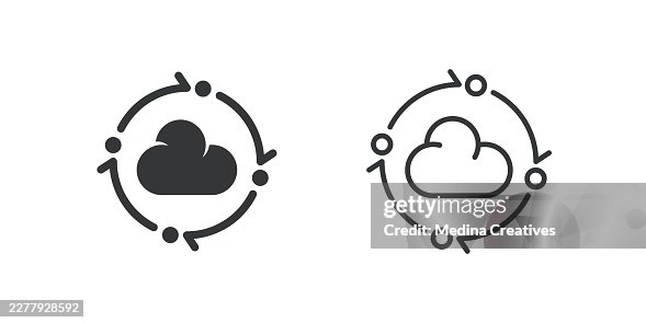 Cloud Synchronization Icons. Glyph solid and line series icon. Cloud Synchronization Icons. Glyph solid and line series icon.
