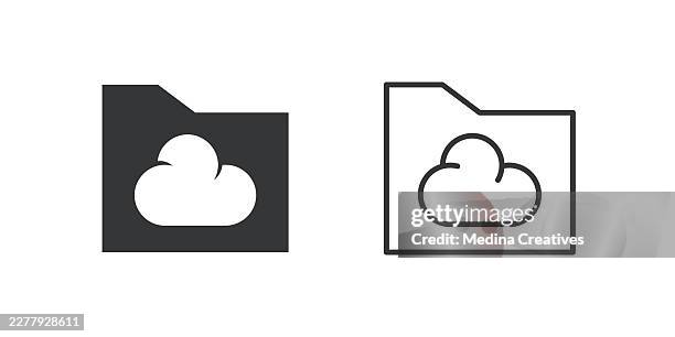 cloud storage folder icons. glyph solid and line series icon. - cloud security stock illustrations
