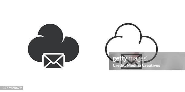 cloud email icons. glyph solid and line series icon. - cloud security stock illustrations