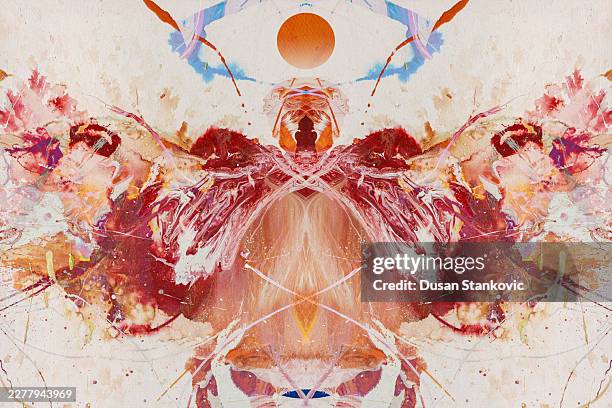 symmetrical abstract digital neural network concept - virtual wellness stock illustrations