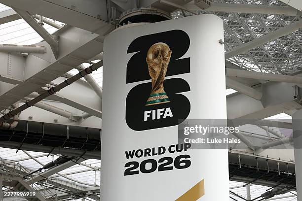 General view of FIFA World Cup 2026 signage at SoFi Stadium on May 24, 2026 in Los Angeles, California.