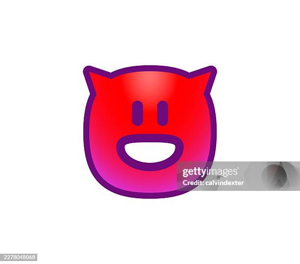 happy smiling devil emoji icon symbol - devil emoji stock illustrations