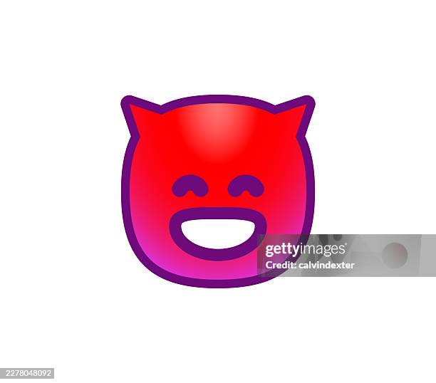 happy smiling devil emoji icon symbol - devil emoji stock illustrations